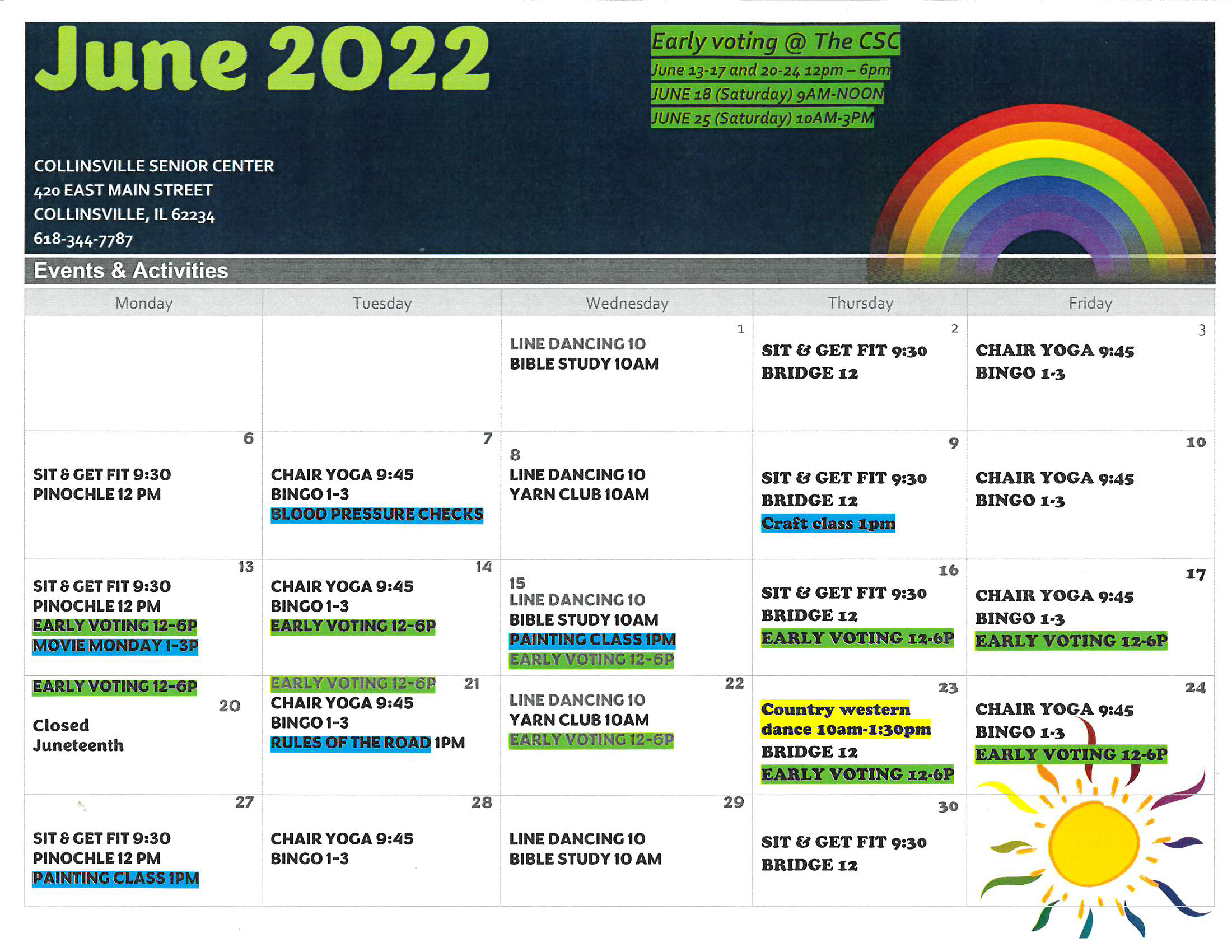 Senior June Events Calendar